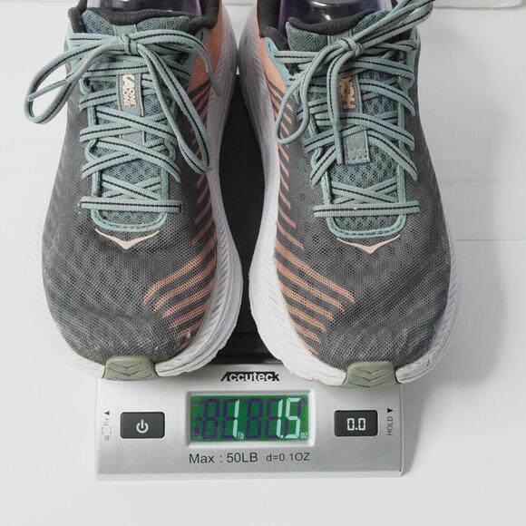 Hoka One One Rincon Womens 7.5 Gray Salmon Pink Chunky Lace Up Comfort SEE - Picture 10 of 10